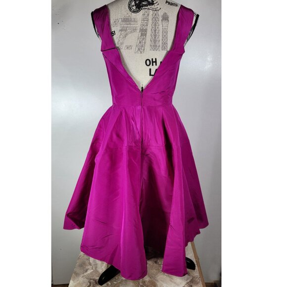 Zac Posen Fuchsia Silk Fit & Flare Cocktail Dress, USA Made, Womens Size 4 - Picture 5 of 15